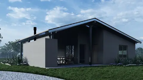 Modern single-storey house on a lawn